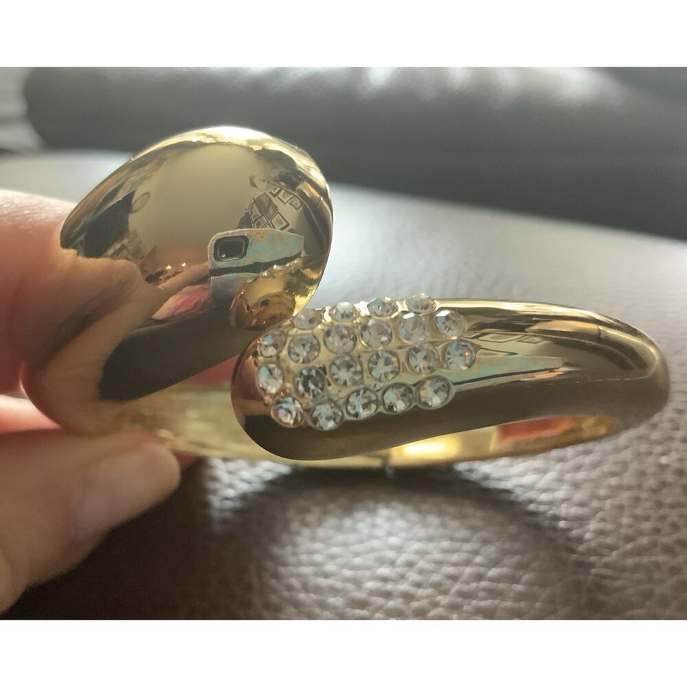 Gold Chunky Molten Solanales Bypass Bracelet Sculptural Cuff Pave Alexis Bittar - Picture 7 of 9
